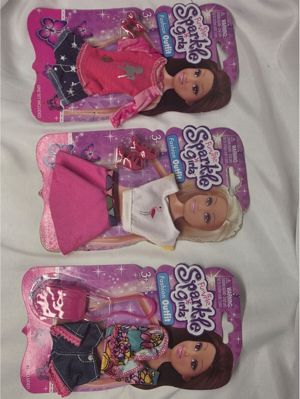 3 Lot ZURU Funville Sparkle Girlz Fashion Doll Outfit Sets Accessories